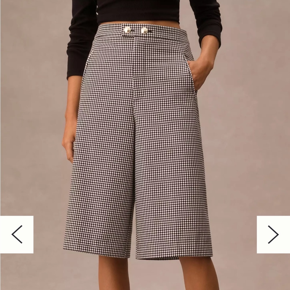 NWT Maeve Tailored Culotte Shorts Houndstooth Black White Size 8 - Picture 2 of 15